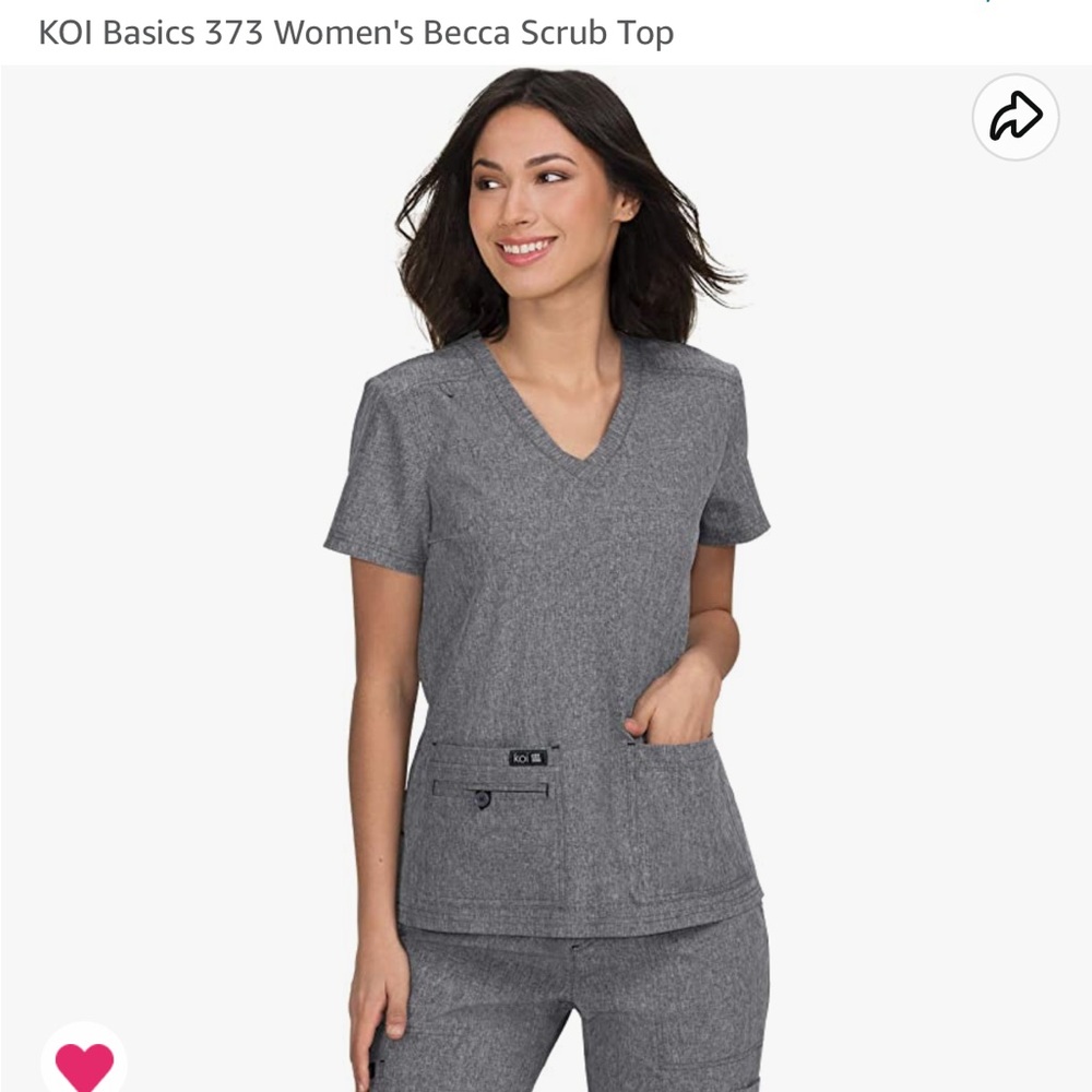 Koi Basics Scrub Top- Heather Gray Becca 373
